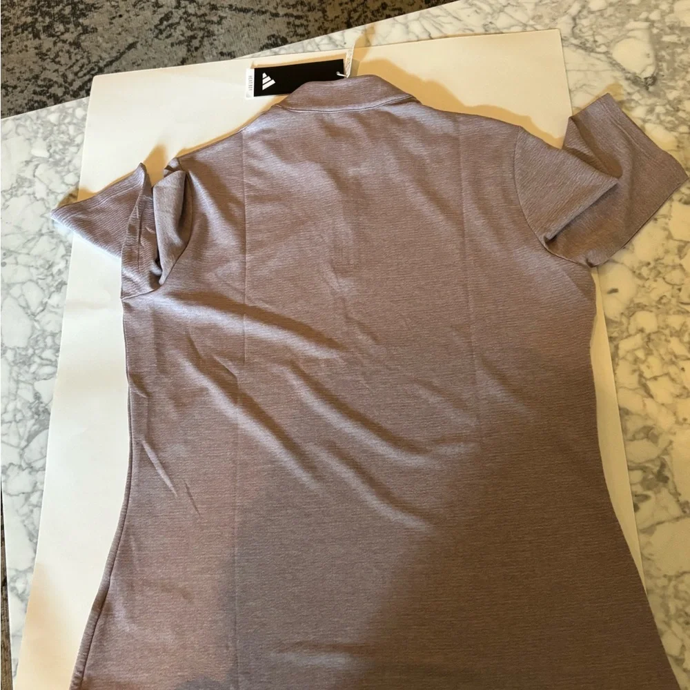 New with tags Adidas Womens medium purple Heathered Polo Shirt - Picture 3 of 4